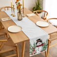 thumbnail image 3 of Grey Christmas Table Runner 48 Inches Long Farmhouse Dress Scarves, Snowman Xmas Trees Snowflake Birds Watercolor Dining Tablerunner for Coffee Table/Kitchen Island/Party Décor, 13" x 48", 3 of 8