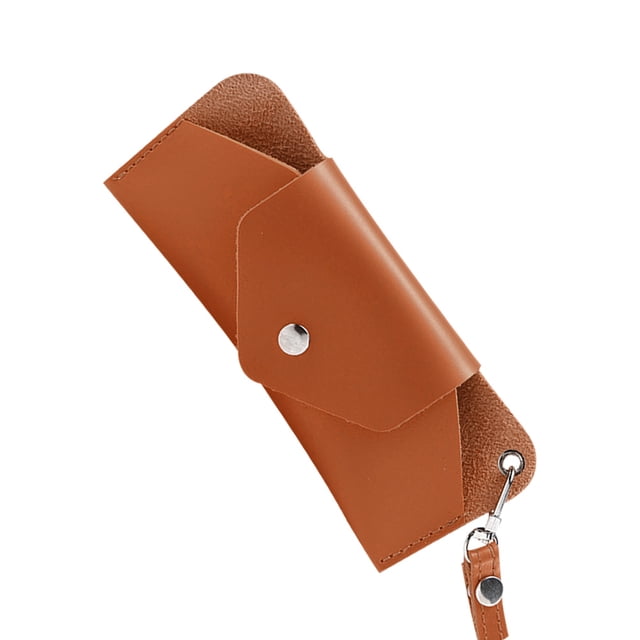 unbranded 1Jgo Estuche Para Gafas Portátil Colgante Marrón De PU Para Almacenamiento Conveniente