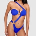 thumbnail image 3 of Conjunto de Bikini Floral 3D para mujer, bañador Sexy con un hombro recortado, traje de baño verde neón con realce, traje de baño de cintura alta para playa 2024, 3 of 5