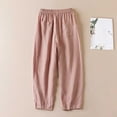 thumbnail image 4 of Lovskoo Capri Pants for Women Cotton and Linen Trendy Solid Color Retro Loose Pocket Casual Trousers Cropped Lounge Pants Pink, 4 of 5