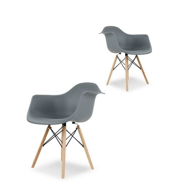 Sillas para Comedor Ergonomicas Mirel Vessel Diseño Minimalista Set 2 Piezas Gris
