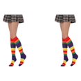 thumbnail image 1 of Minnieouse 1 par de calcetines a rayas hasta la rodilla de arcoíris, elasticidad, transpirabilidad, apariencia de moda cómoda, calcetín antideslizante, Type7 NO7 Minnieouse CBP288994, 1 of 6