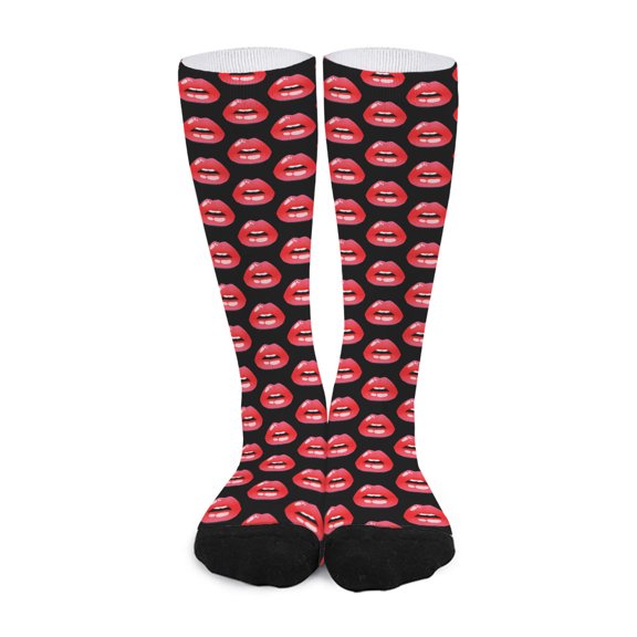 DIQADILA Wet Lips Pattern Print Long Socks