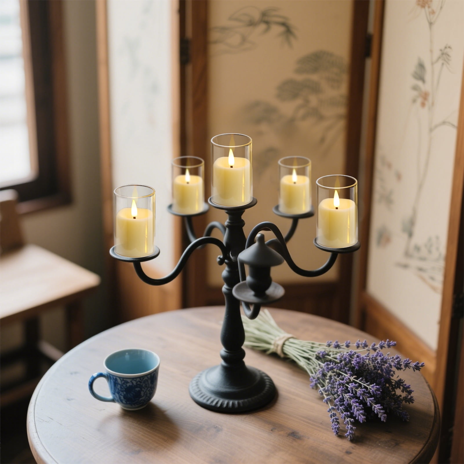 6Pack Glass Flickering Flameless Candles with Remote, 2"X3" Real Wax Votive Candles Battery Operated, Small Electric LED Candles for Wedding Home Decor, w/4 Timers+2 Lighting Modes [Clear]