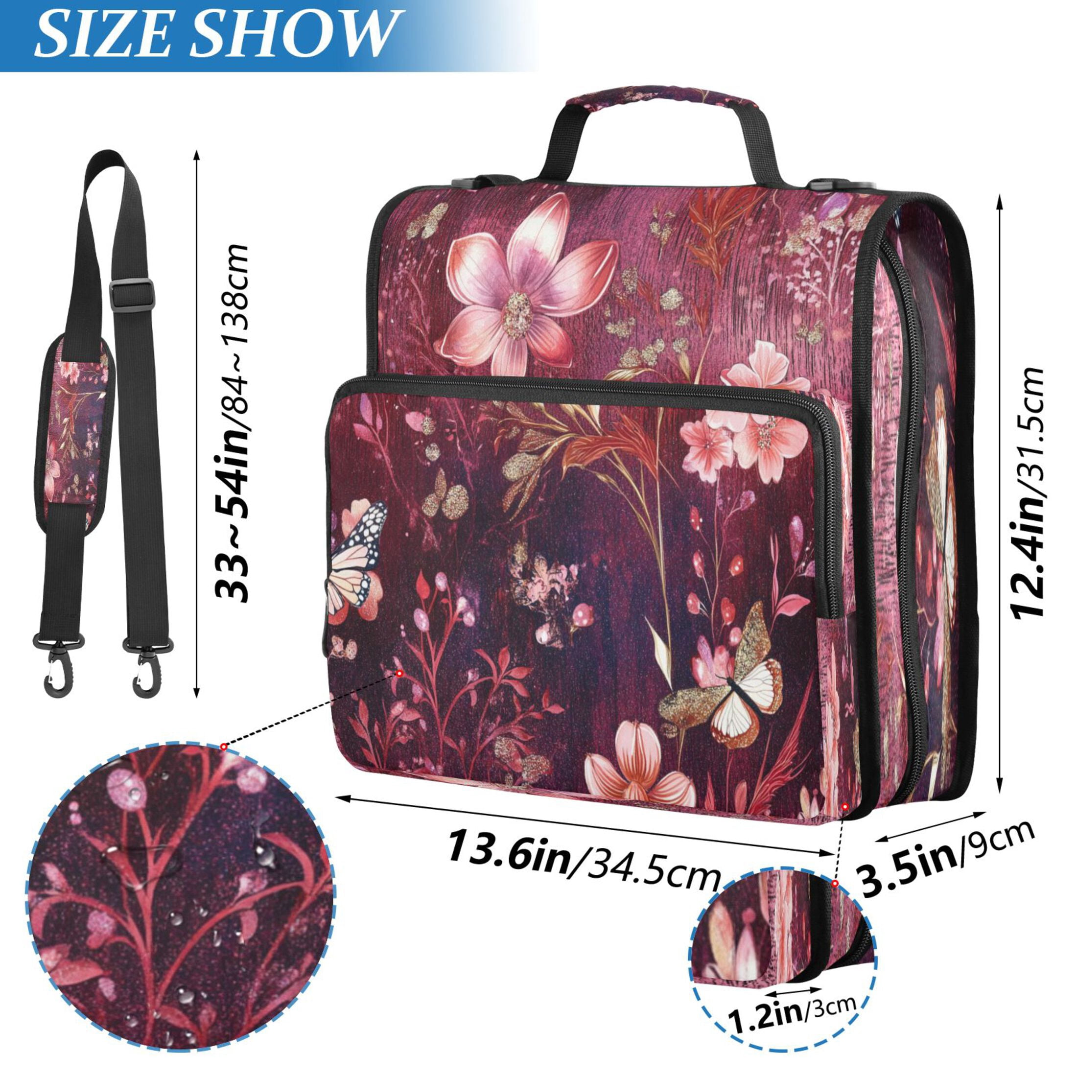 YAZAOO Zipper Binder trapper keeper Documents Organized Design Whimsical Floral Nightscape Printed