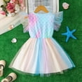 thumbnail image 6 of Gelikeya Girls Dresses Size 1-6 Kid Floral Ruffle Flutter Sleeve Mermaiden Sundress Summer Toddler Girl Princess Dresses(Toddlers, Z07-Blue, 7-8 Years), 6 of 6