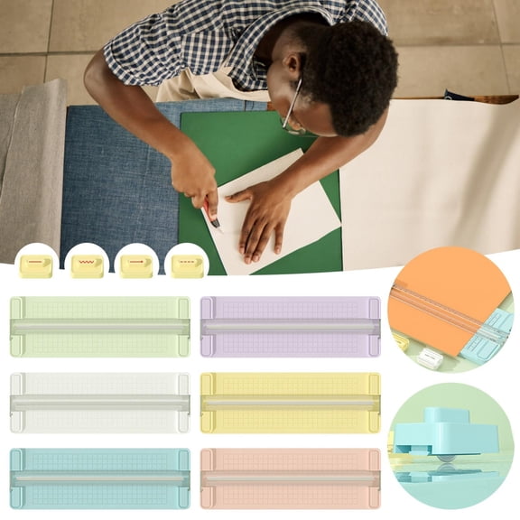 CoreLiving 4-in-1 Paper Trimmer Craft Cutter with Interchangeable Dial Blades for Straight, Wave, Dotted, Perforated & Creasing Cuts for Scrapbooking Supplies, Photos, Postcards, Cardstock