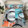 thumbnail image 2 of Feelyou Vintage Art Circle Twin Sheet Sets for Kids, Abstract Geometric Twin Fitted Sheet, Retro Oil Printing Flat Sheet, Ultra Soft Home Decor, 3pcs, 2 of 7