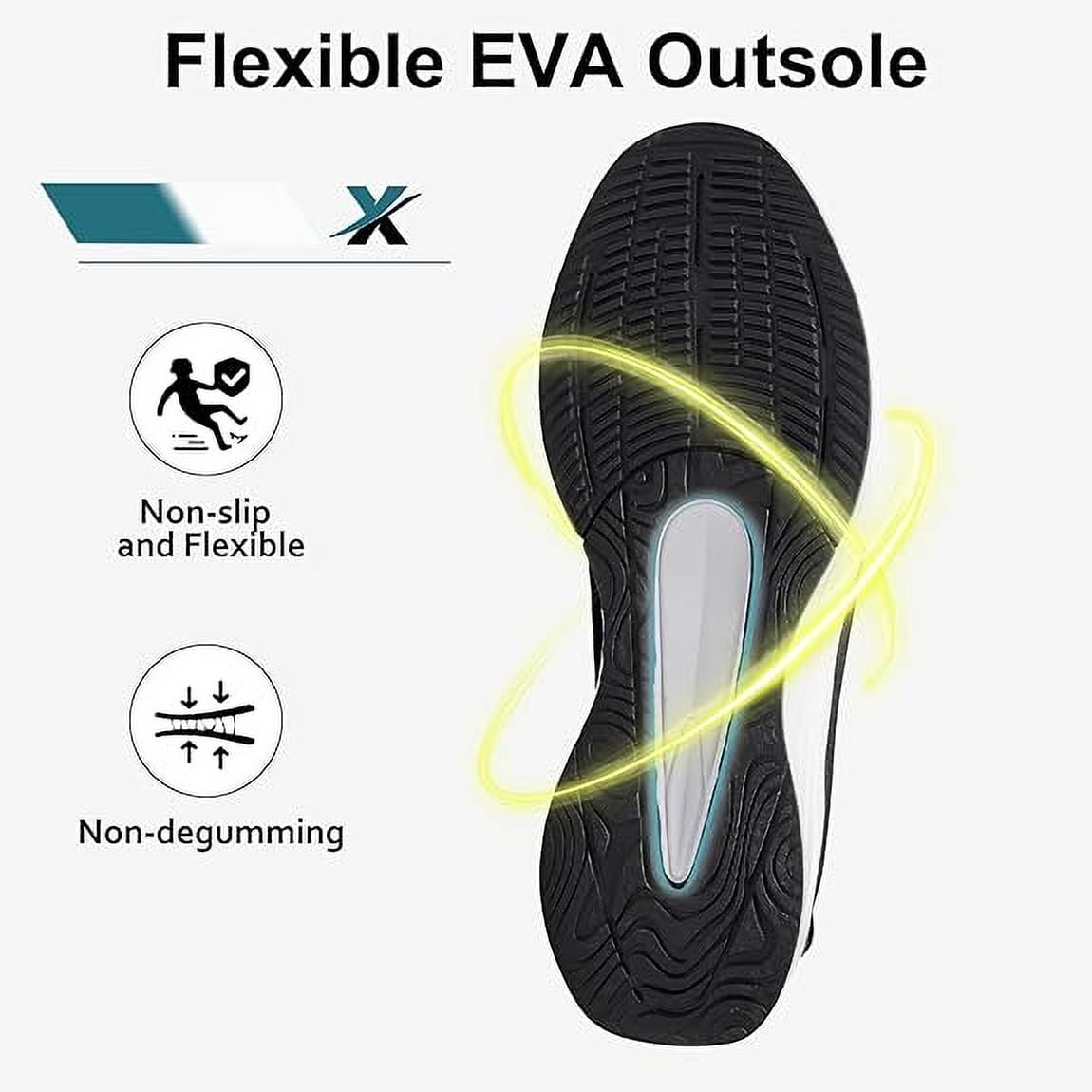 vibdiv Men's Walking Shoes Slip on Comfortable Lightweight Running Shoes Athletic Gym Workout Cross Training Sneakers Black White Size 9