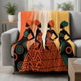 thumbnail image 2 of Black Women Blanket Soft Cozy Warm Throw Blanket for Couch, Plush Fuzzy Flannel Fleece Blankets for Sofa, African Southwestern Boho Orange Yellow Bed Blankets Lightweight Gifts for Women, 50"x60", 2 of 9