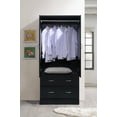thumbnail image 3 of Hodedah 2-Door Armoire with 2-Drawers and Clothing Rod in Black, 3 of 8