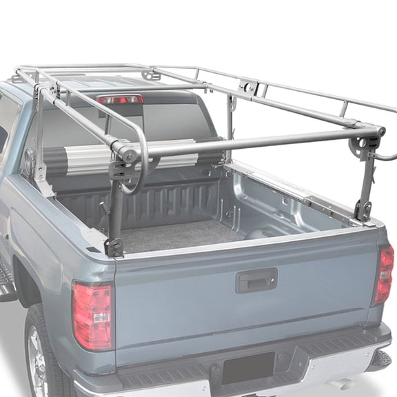 Fit For Universal 132x57 Inch Adjustable Pickup Truck Bed 4 Bar Carrier Ladder Rack Silver