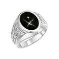 thumbnail image 3 of RYLOS Men's Rings Sterling Silver Nugget Ring with Cabochon Gemstone & Diamonds Black Star Sapphire Rings For Men Size 9, 3 of 7