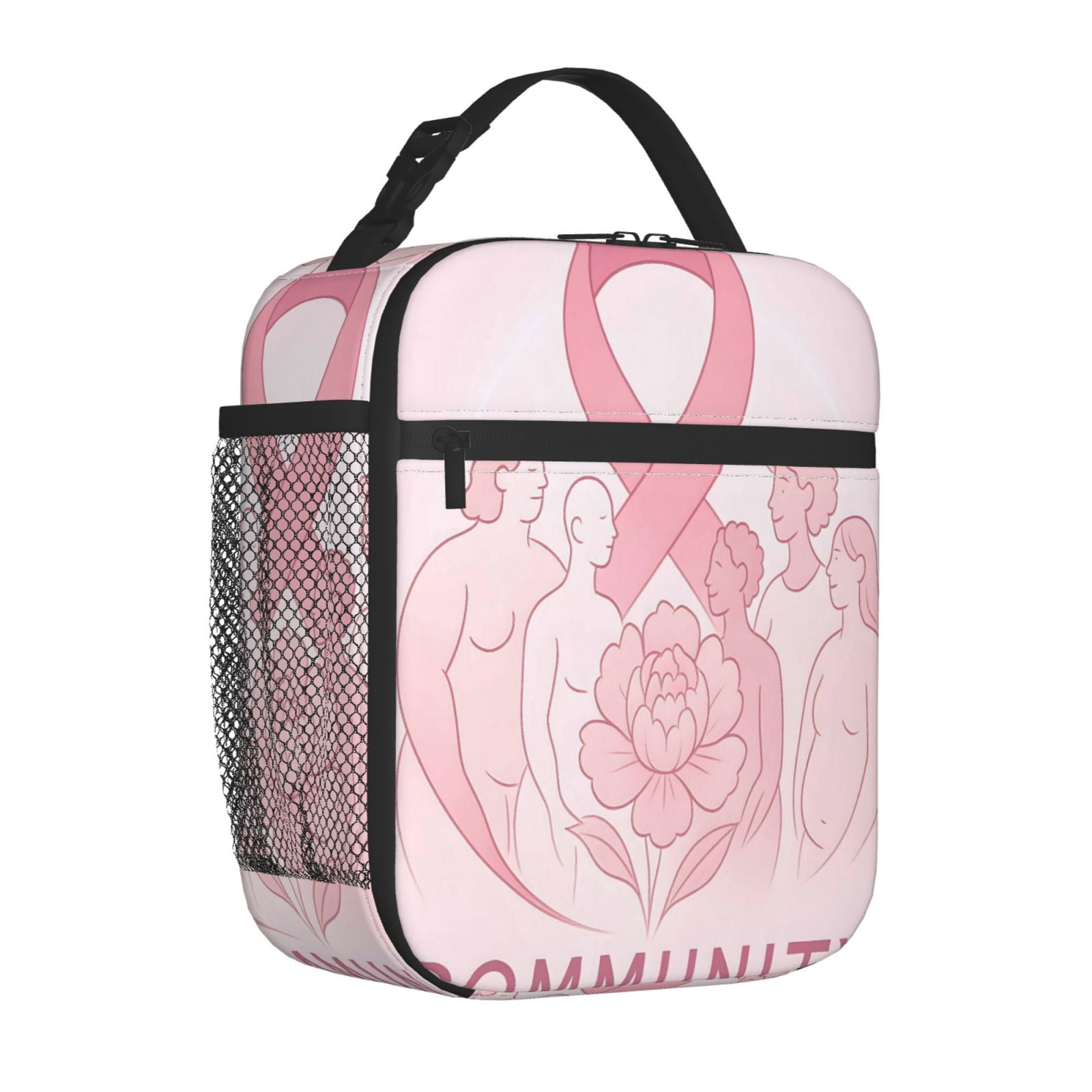 Lunch Bag For Women Men Insulated Portable Lunch Box Bento Box Office Picnic Travel Cooler Bag Breast Cancer Awareness - Community