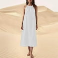 thumbnail image 2 of Ashirexll Womens Summer Dresses, Casual Dresses for Women, Spring Summer Solid Color Sling Loose Linen Midi Dress, 2 of 7