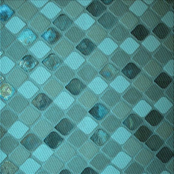 Ahgly Company Indoor Square Patterned Dark Turquoise Green Area Rugs, 7' Square