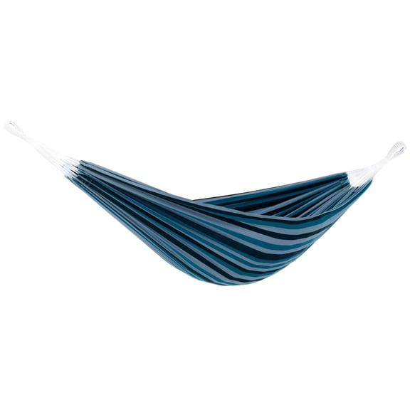 Open Box Vivere Brazilian Style Double Cotton Hammock, Outdoor Hanging Daybed, Blue Lagoon