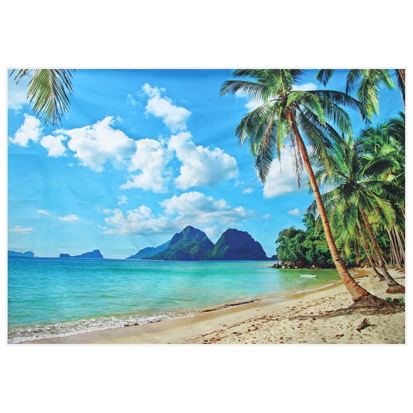 Summer Tropical Beach White Cloud Sky Backdrop Photography Background Cloth