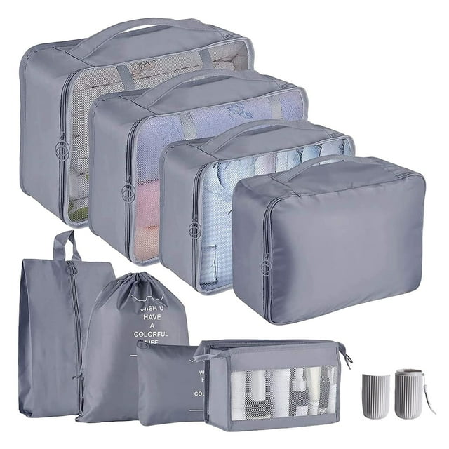 Cubos de Embalaje para Maleta, 9 PCS Cubos de Embalaje de Viaje Bolsas Organizadoras de Maletas Ligeras Set Organizadores de Embalaje de Equipaje