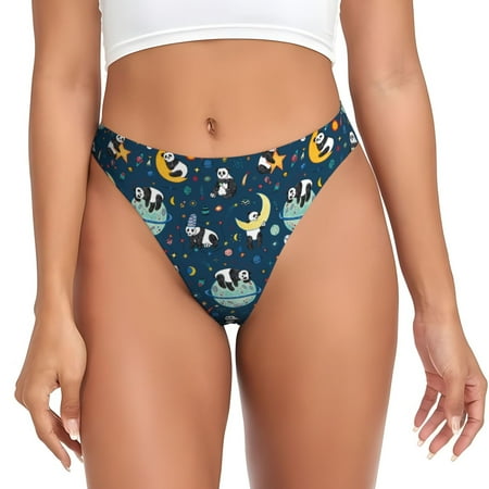 Thongs for Women - Space Sleeping Panda No Show Seamless Womens Thongs Underwear  Stretch G String Thongs for Women  Ladies Breathable Kawaii Thong Bikini Panties Briefs