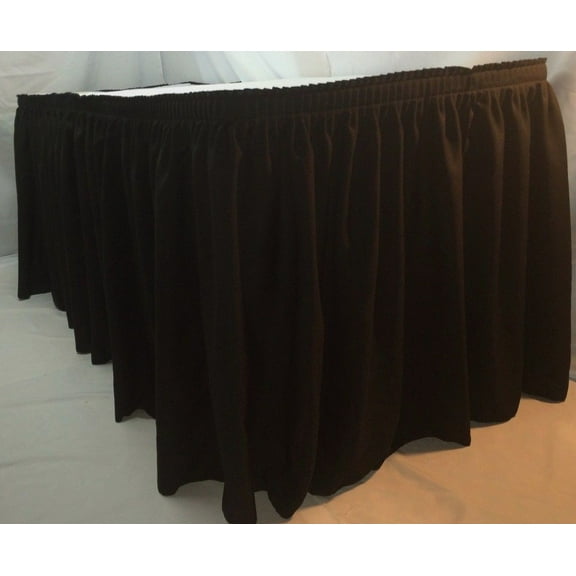 14' BLACK POLYESTER PLEATED TABLE SKIRT skirting Wedding Catering booths"
