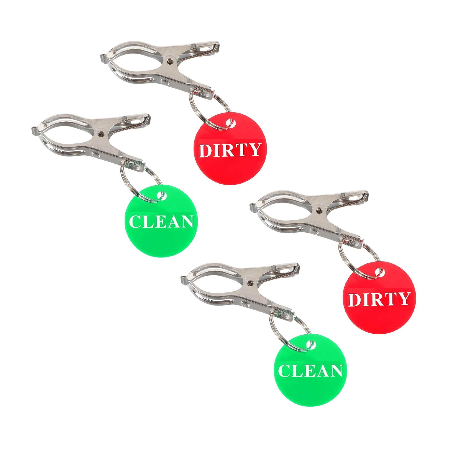 4 Pcs Clean Laundry Indicator Clips, Red Green Signs for Washer Dishwasher & Baskets, Metal Household Labels