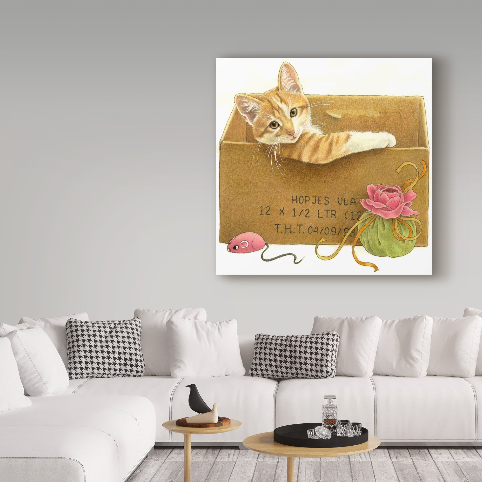 Trademark Fine Art 'Orange Cat In Box' Canvas Art by Francien Van Westering