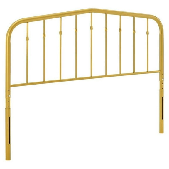 Pemberly Row Contemporary Modern Twin Metal Spindle Headboard in Gold