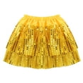 thumbnail image 2 of renvena Kids Girls Shiny Sequined Elastic Waistband Tutu Skirt Latin Jazz Dancewear 2-14 Gold 2-3, 2 of 7