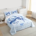 thumbnail image 3 of jejeloiu Blue Bowknot Bow Full Size Comforter Sets,Retro Bohemian Floral Bedding Sets For Girls Kids Reversible 3pcs, 3 of 8
