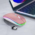 thumbnail image 3 of Mouse inalámbrico WREANU de doble modo recargable con LED, color oro rosa, 3 of 7