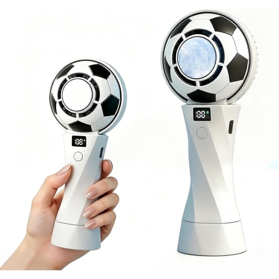 Portable Football Handheld Fan, 5000mAh USB Rechargeable 6 Speed Fan with Real-Time Power Display & 180 ° Adjustable