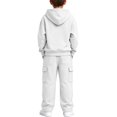 thumbnail image 2 of Mooqilaa Boys Activewear Outfit Sets, Fleece-Lined Casual Long Sleeve 2 Piece Boys Clothing Sets Size 13-14 Years White, 2 of 6