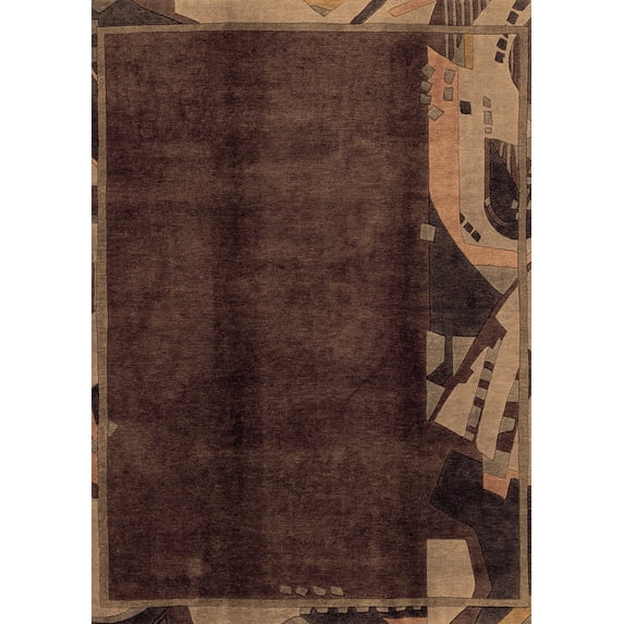 Ahgly Company Indoor Rectangle Abstract Brown Modern Area Rugs, 2' x 3'