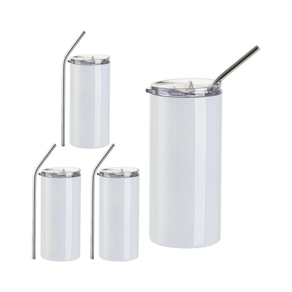 Craft Express Sublimation Printing Stainless Steel Tumblers - 16 oz, White, Set of 4