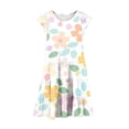 thumbnail image 4 of Girls Floral Tiered Ruffle Dress with Pockets Short Sleeve Spring Summer Party Easter Outfit for Kids Size 4-12 Years,Size 6-7 T, 4 of 5