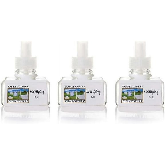 Yankee Candle 3 Pack Clean Cotton ScentPlug Refill 0.6 Oz.