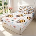 thumbnail image 2 of Erosebridal Cartoon Bee Zipper Twin Comforter Sets with Fitted Sheet and 2 Pillowcases,Cute Sunflower Florals Zipper Bedding Set,White Pink,Polkadot Reversible,4pcs, 2 of 8