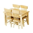 thumbnail image 1 of Ensemble Modèle de Table à Manger et Chaise 5x 1:12 Maison de Poupée Miniature Meubles Décor en Bois, 1 of 8