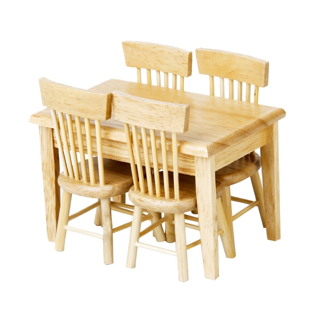 TISHITA 1/12 Maison de Poupée Miniature Meubles Mini Table et Chaise de Salle à Manger Jouet en Bois