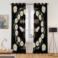 thumbnail image 2 of Black Daisy Bees Kitchen Curtains Window Panels, Spring Farmhouse Honey Floral Rings Insulated Window Treatment Curtain, Grommet Curtains for Bedroom/Living Room/Bathroom, 2 Piece 42"Wx84"L, 2 of 8