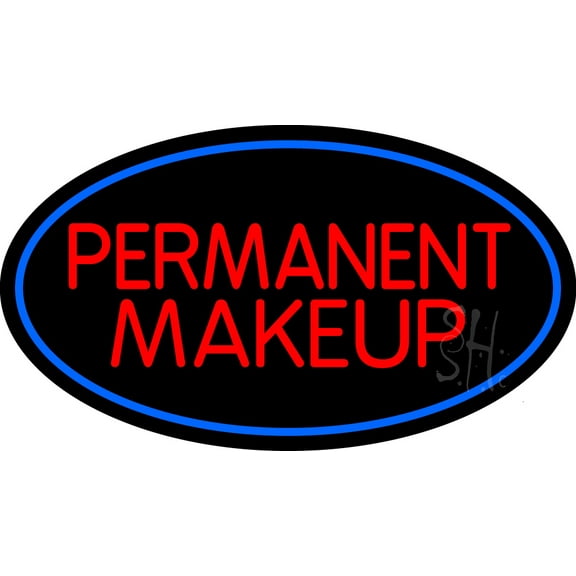 Red Permanent Makeup LED Neon Sign 20 x 37 - inches, Black Square Cut Acrylic Backing, with Dimmer - Bright and Premium built indoor LED Neon Sign for Spa interior decor and storefront.