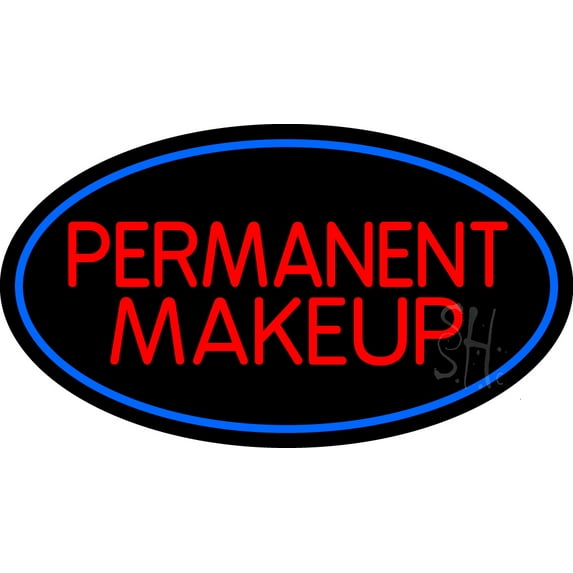 Red Permanent Makeup LED Neon Sign 13 x 24 - inches, Black Square Cut Acrylic Backing, with Dimmer - Bright and Premium built indoor LED Neon Sign for Spa interior decor and storefront.