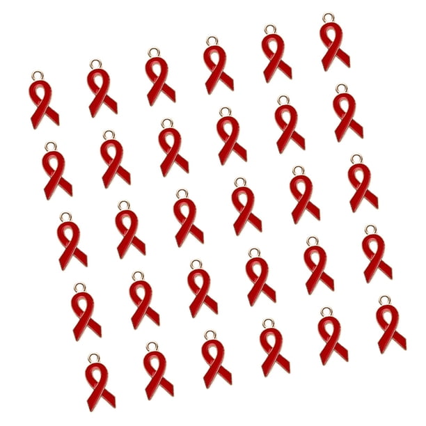 Juego de 30 colgantes de cinta con cuentas colgantes para hacer llaveros. Rojo