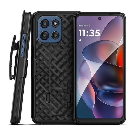 Encased DuraClip for Moto G Stylus 2025 Case with Belt Clip Holster and Kickstand (Black)
