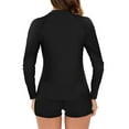 thumbnail image 4 of Honeeladyy Women 2 Piece Rash Guard Long Sleeve Swimsuits Swim Shirt with Shorts Set Sun Protection Surf Bathing Suits Gift for Sister Black XL, 4 of 4