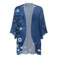 thumbnail image 5 of Noric Women's Floral Print Chiffon Cardigan Casual 3/4 Sleeve Open Front Loose Fit Lightweight Daily Layering Cover Up, 5 of 5