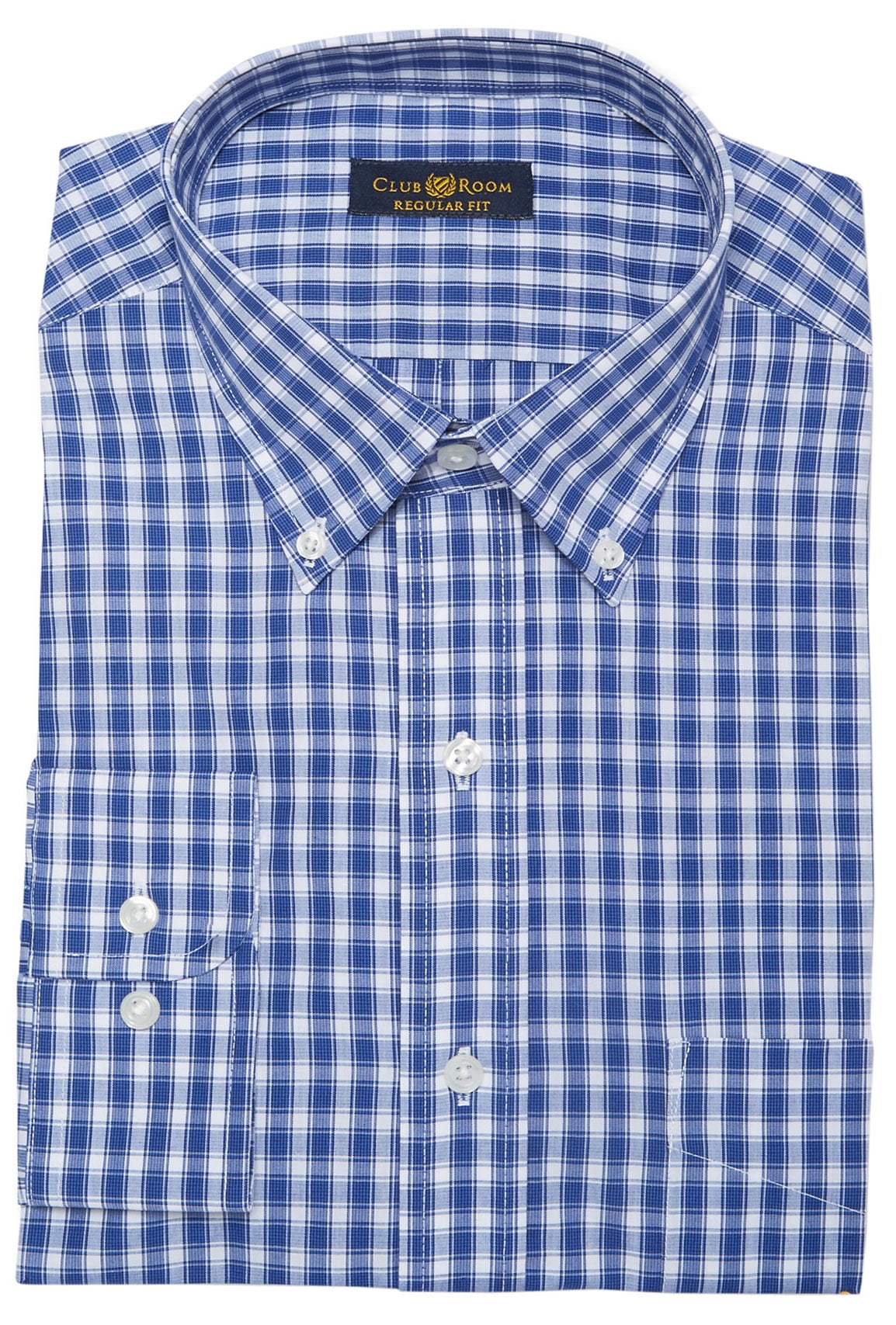 Club Room Mens Regular Fit Estate Micro Gingham Check Dress Shirt