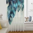 thumbnail image 6 of Turquoise Feather Sheer Curtains 45 Inches Long, Abstract Beige Peacock Feather Light Filering Curtains, Breathable Simi Curtain Privacy Drapes for Kitchen Bathroom Lightweight Small Window Treatment, 6 of 9