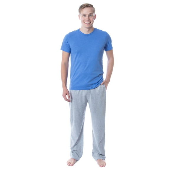 Intimo Men's 2 Piece Pajama Set Cotton/Poly Blend Jersey Knit Lounge Pants With Soft T-Shirt Top